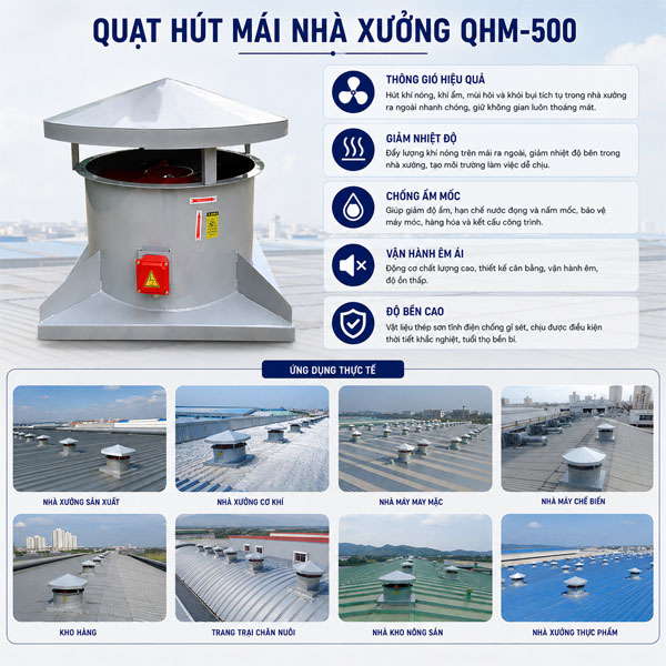 quạt hút mái nhà xưởng QHM-500