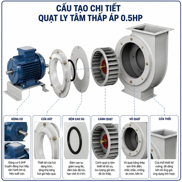 quạt ly tâm thấp áp 0.5hp