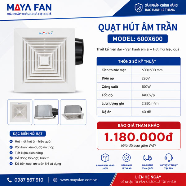 giá quạt hút âm trần