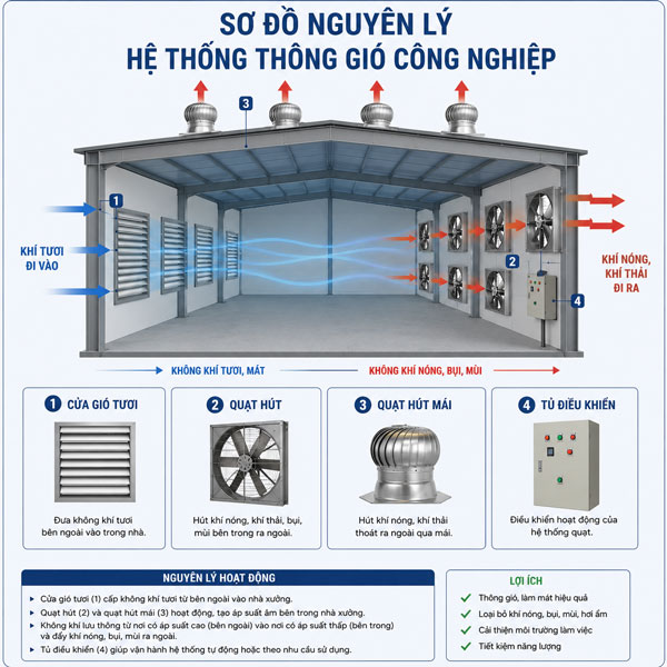 Sơ đồ nguyên lý hệ thống thông gió nhà xưởng