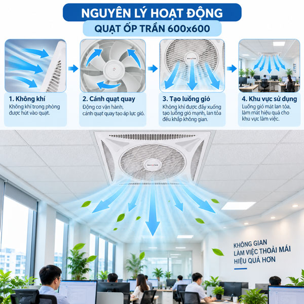 Quạt ốp trần 600x600