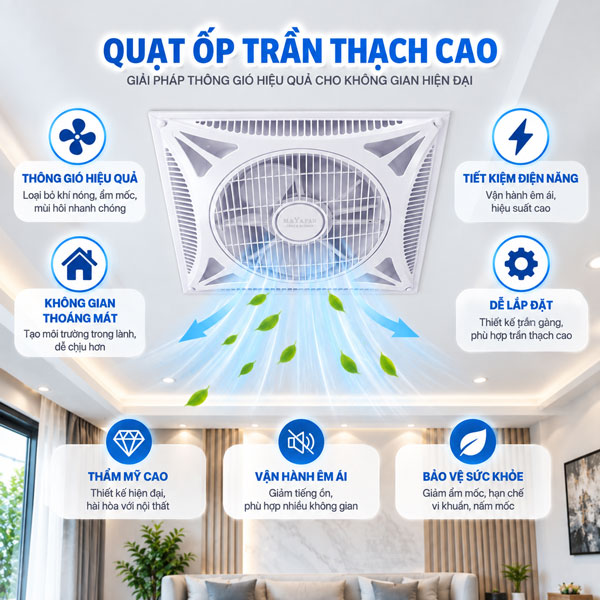 quạt ốp trần thạch cao