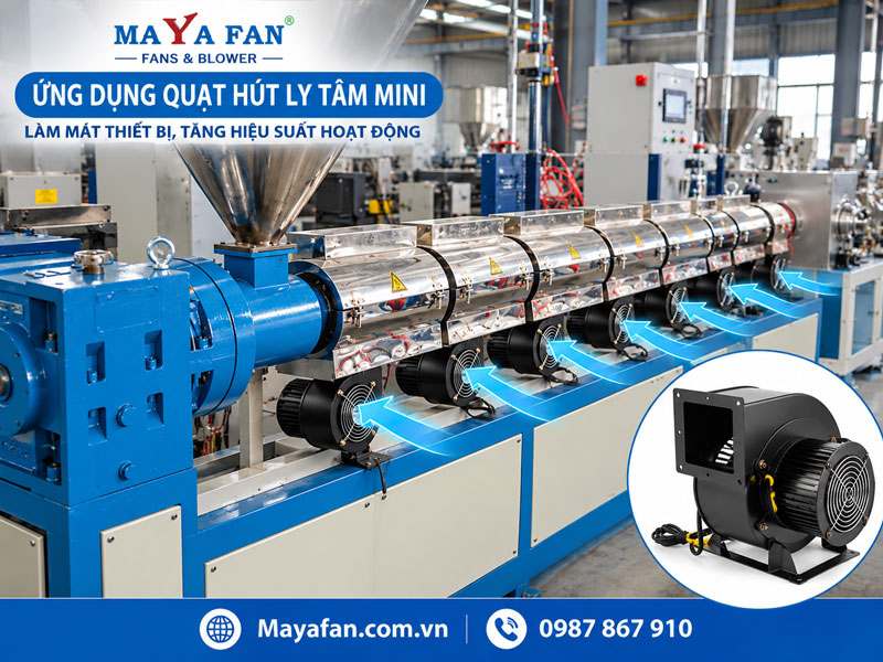 Ứng dụng quạt ly tâm mini cấp khí cho máy móc